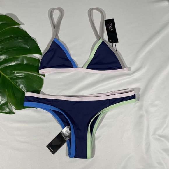 NWT 2PC Tavik [ XS‎ ] Colorblock Jett Bikini Top + Jayden Bikini Bottom in Blue - Picture 4 of 12